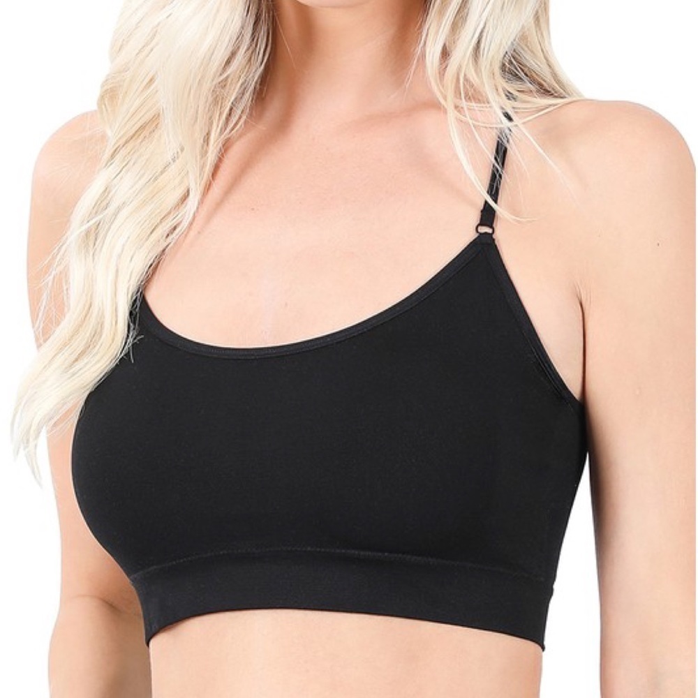 Criss Cross Back Bralette With Pads Black 1521